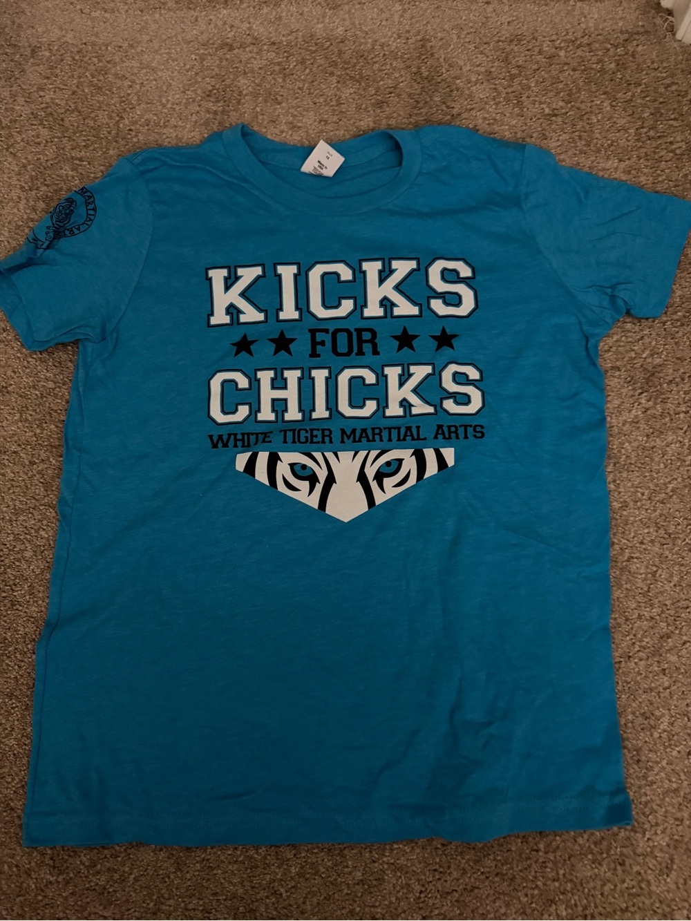 American Apparel Bright Blue 'Kicks for Chicks' Graphic Tee